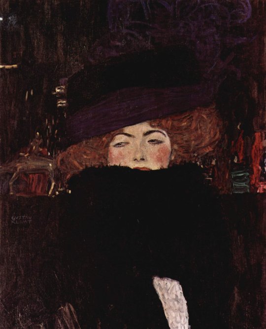 02 Lady with Hat and Feather Boa (1909) by Gustav Klimt