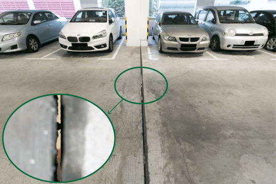 停車場裂縫可直接望到下層燈光