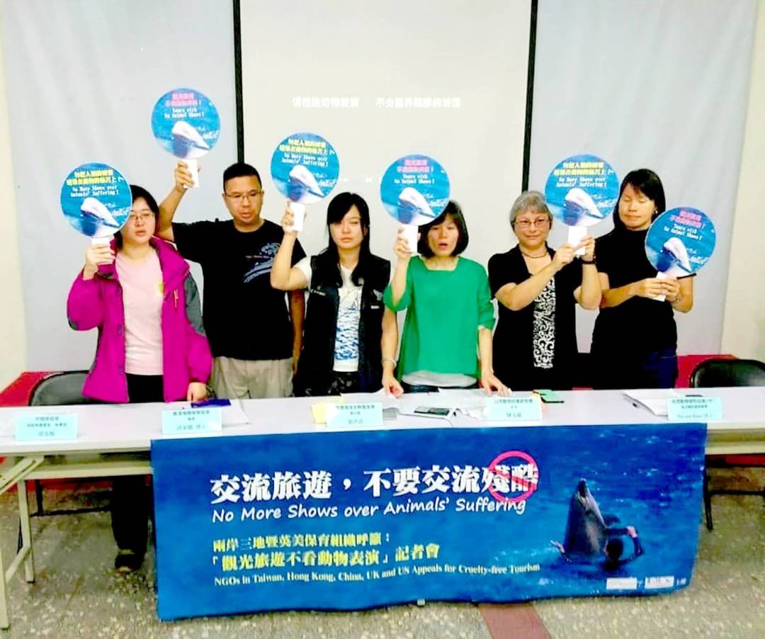 2015年12月兩岸三地及英、美動保團體代表在台北共同召開記者會，呼籲觀光旅遊拒看動物表演，也呼籲業者不要推銷有鯨豚表演的行程。