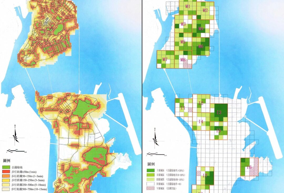 2011年出版的《澳門園林建設與綠地系統規劃研究》由華南農業大學及當時的民政總署合著。當時顯示各區的公園分佈並不平均。