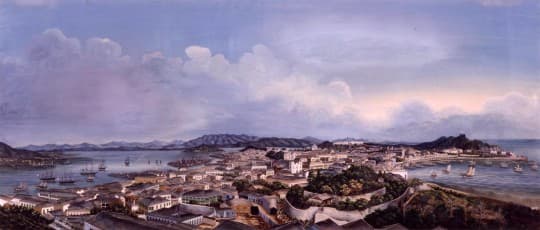 Panorramic View of Macau from Penha Hill, 1870, Artist unknown, from MIT Visualizing Cultures.