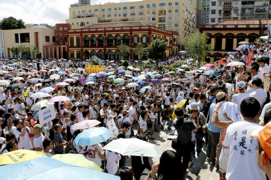 五月廿五日，超過兩萬名市民走上街頭，抗議政府推行「高官離補法案」