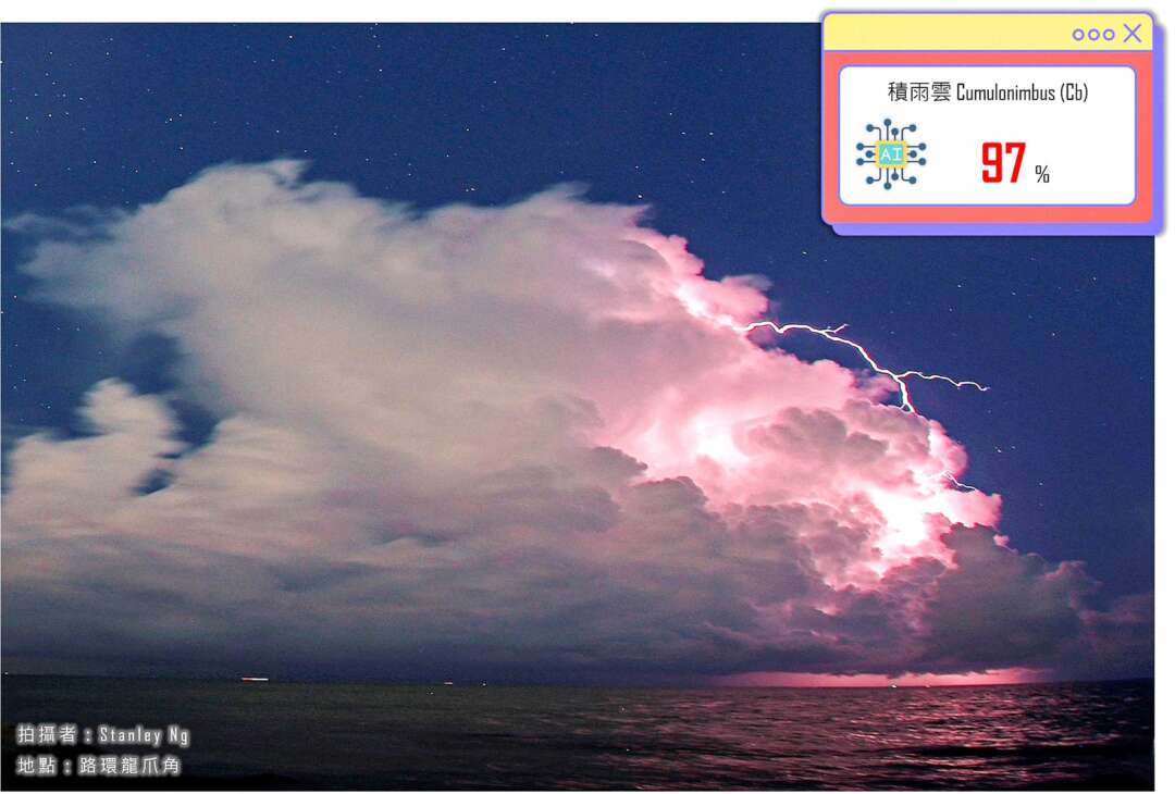 圖一：人工智能技術辨認雲朵的實例一。