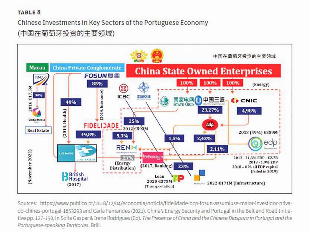 圖1：中國在葡萄牙投資的主要領域。資料來源：www.publico.pt